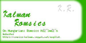 kalman romsics business card